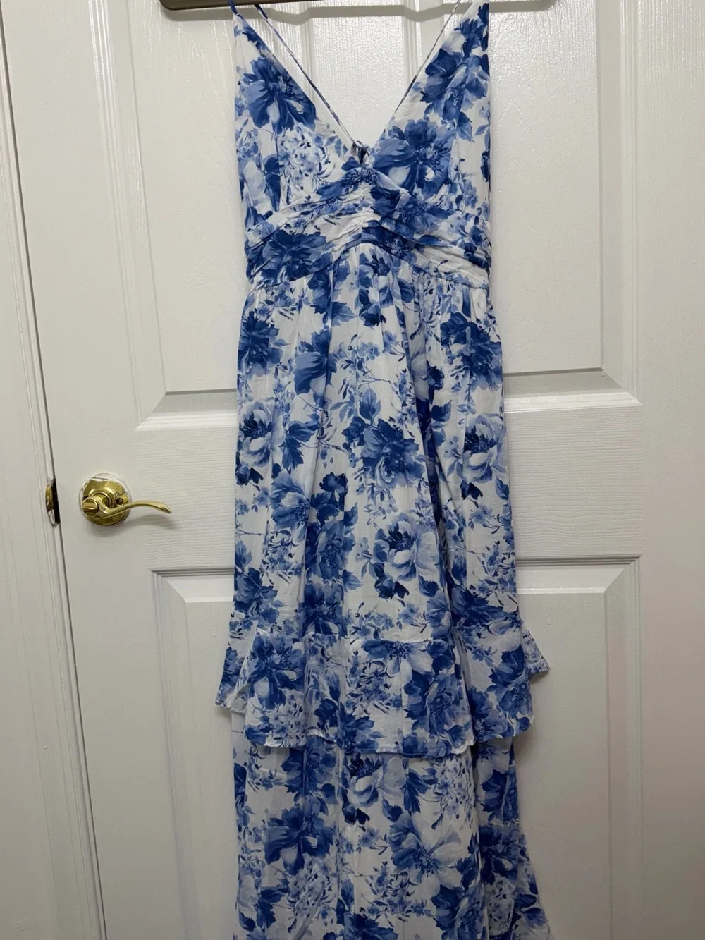 Abercrombie & Fitch White and Blue Floral Maxi Dress